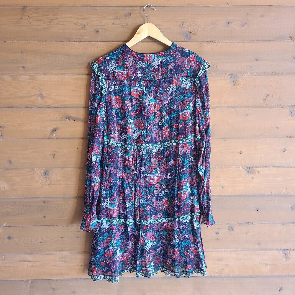 Scotch & Soda Leopard & Lillies Dress Mini Dark Floral 2 NWOT Garden Long Sleeve - Picture 7 of 8